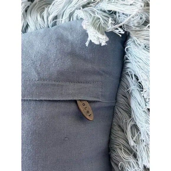 LOLOI Justina Blakeney blue beaded Egret bird embellished accent throw pillow - Picture 2 of 6